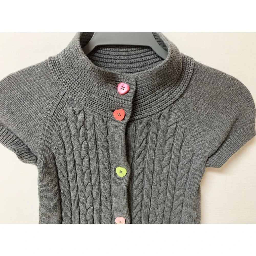 GYMBOREE Girls Sweater Dress Size S (5/6) Gray ‎ Heart Buttons Chunky Knit